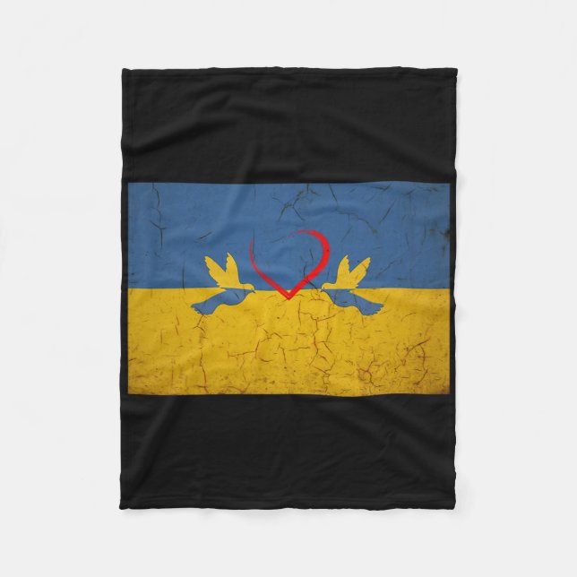 Ukraine Flag With Heart  Fleece Blanket (Front)
