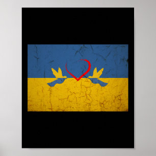 Ukraine Flag With Heart  Poster
