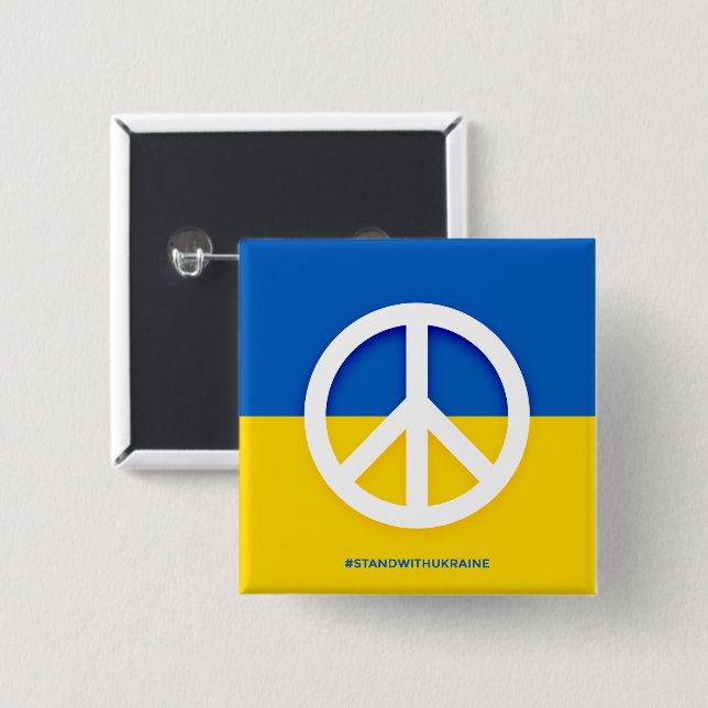 Ukraine Flag with Peace Symbol Button (Front & Back)