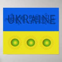Ukraine Flag with Sunflowers
