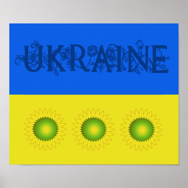 Ukraine Flag with Sunflowers Poster (Front)