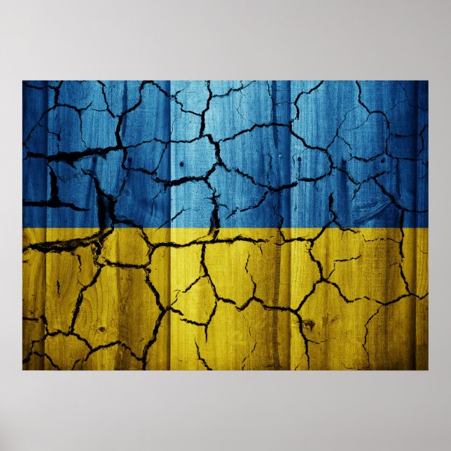 Ukraine flag with the cracks poster (Front)