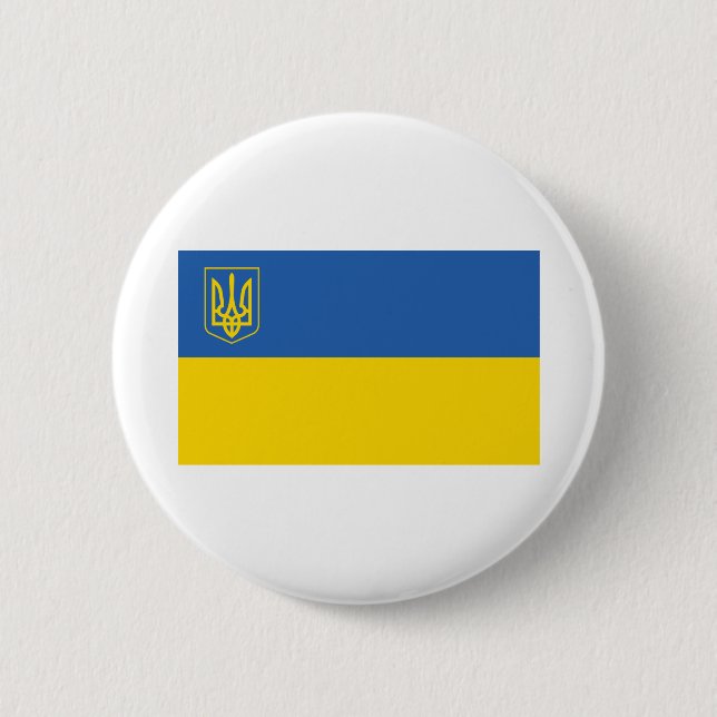 Ukraine-Flag-with-Trident 6 Cm Round Badge (Front)