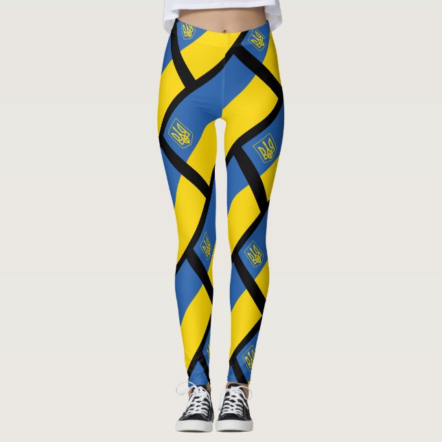 Ukraine Flag with Trident Leggings (Front)