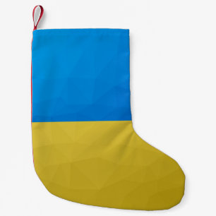 Ukraine flag yellow blue geometric pattern mesh small christmas stocking