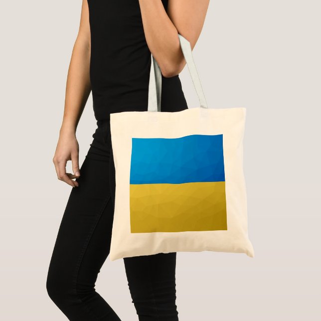 Ukraine flag yellow blue geometric pattern mesh tote bag (Front (Product))