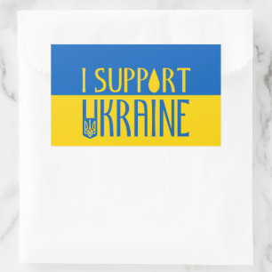 Ukraine flag yellow blue support teardrop emblem rectangular sticker