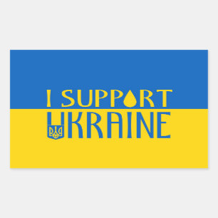 Ukraine flag yellow blue support teardrop emblem rectangular sticker