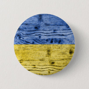 Ukraine flag yellow blue wood texture pattern 6 cm round badge