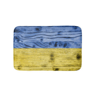 Ukraine flag yellow blue wood texture pattern bath mat