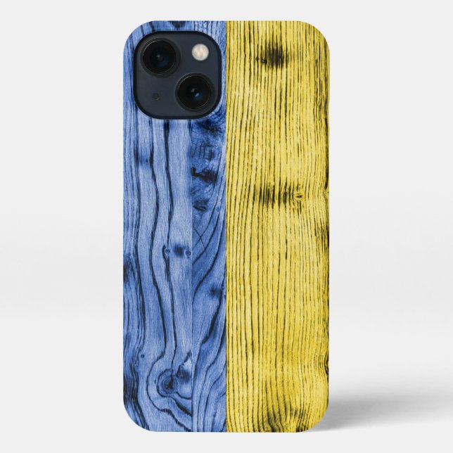 Ukraine flag yellow blue wood texture pattern iPhone case (Back)