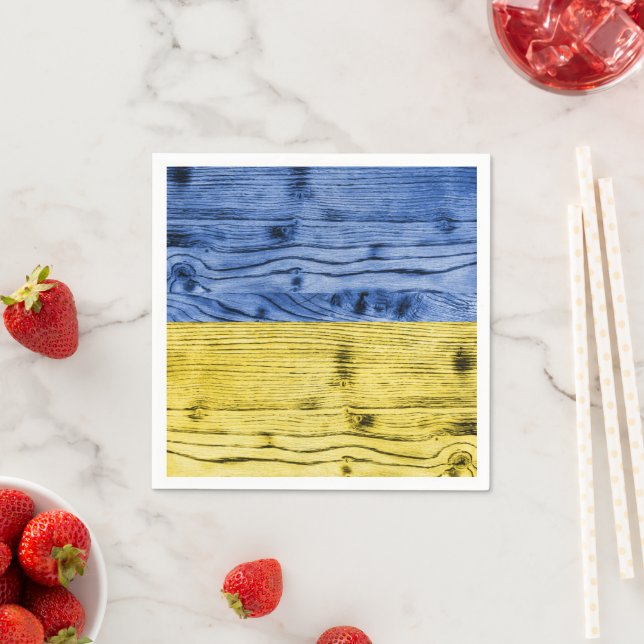 Ukraine flag yellow blue wood texture pattern napkin (Insitu)