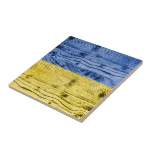Ukraine flag yellow blue wood texture pattern tile