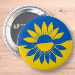 Ukraine Flag Yellow Sunflower Outline 6 Cm Round Badge<br><div class="desc">Design is blue and yellow,  Ukraine flag with the country's national flower,  the sunflower. A symbol of hope and prayer for peace.</div>
