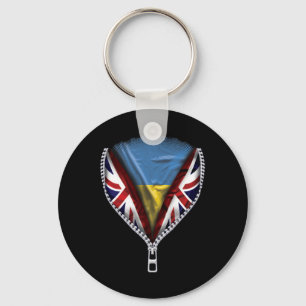 Ukraine Flag Zipped British Flag Key Ring