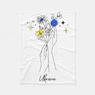 Ukraine Flower Bouquet With Ukrainian Flag Colors Fleece Blanket