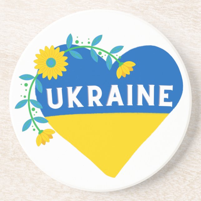 Ukraine Flower Heart   Coaster (Front)