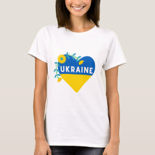 Ukraine Flower Heart Square   T-Shirt