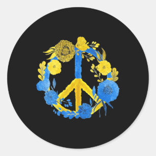 Ukraine Flower Peace Lover Peace For Ukraine Suppo Classic Round Sticker