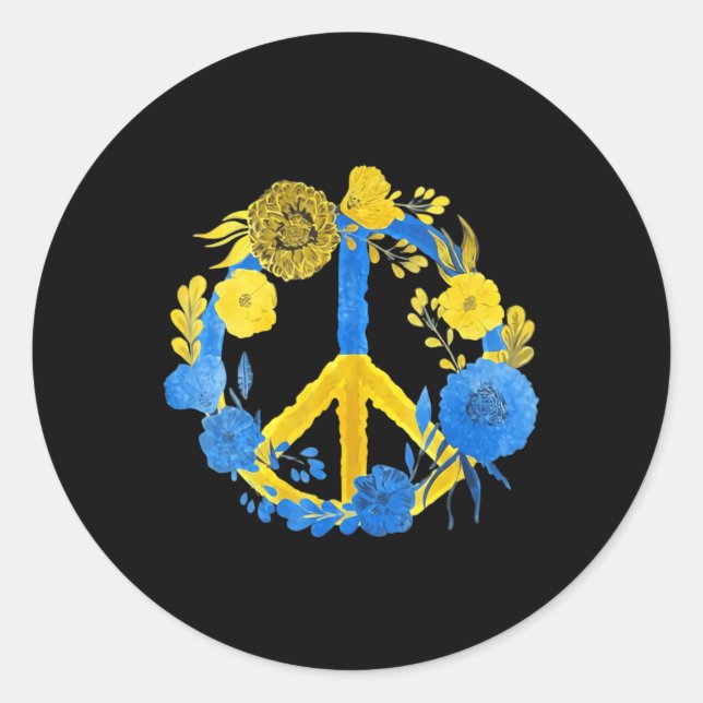 Ukraine Flower Peace Lover Peace For Ukraine Suppo Classic Round Sticker (Front)