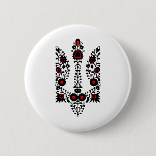Ukraine Flowers Coat Of Arms Black Red Ukrainian S 6 Cm Round Badge