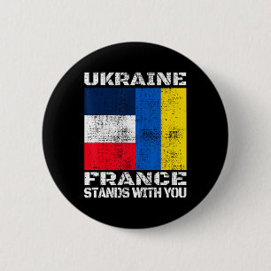 Ukraine France Stands With You French Support Flag 6 Cm Round Badge