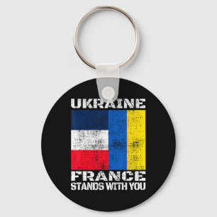 Ukraine France Stands With You French Support Flag Key Ring