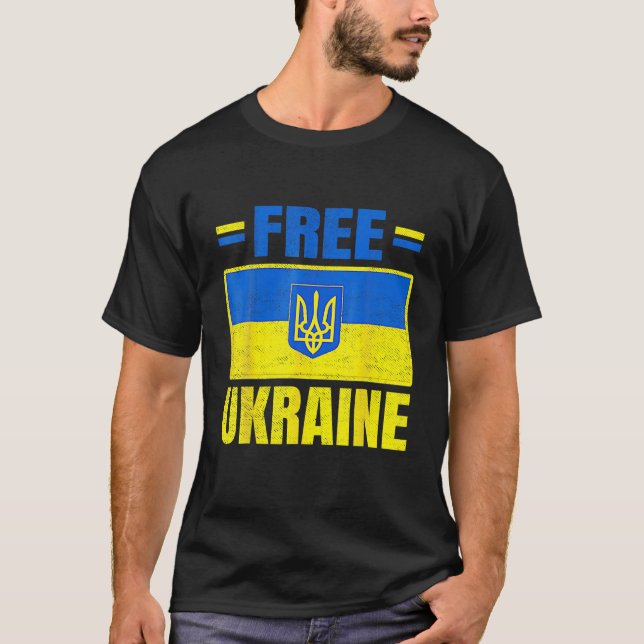 Ukraine Free Support Ukrainians Lover Ukraine Flag T-Shirt (Front)