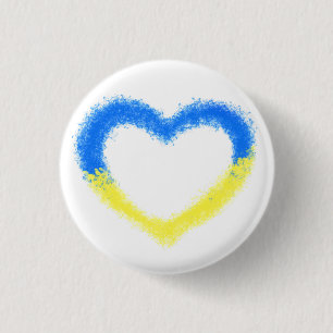 Ukraine - Freedom - Peace - Ukrainian Flag Heart 3 Cm Round Badge