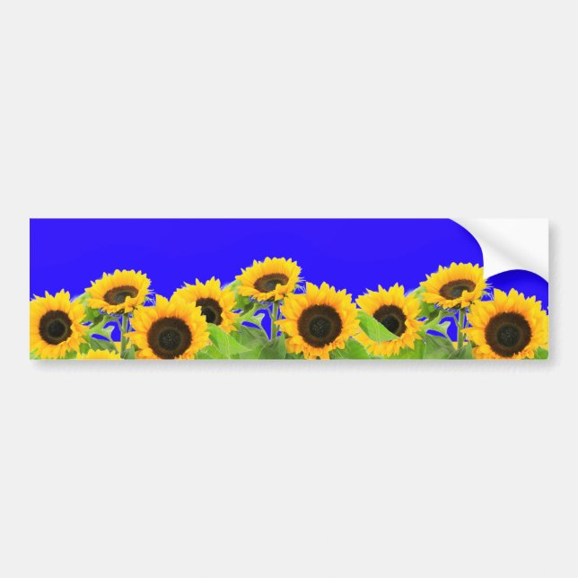 Ukraine Freedom Peace - Ukrainian Flag Sunflowers Bumper Sticker (Front)