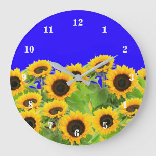 Ukraine Freedom Peace - Ukrainian Flag Sunflowers  Large Clock