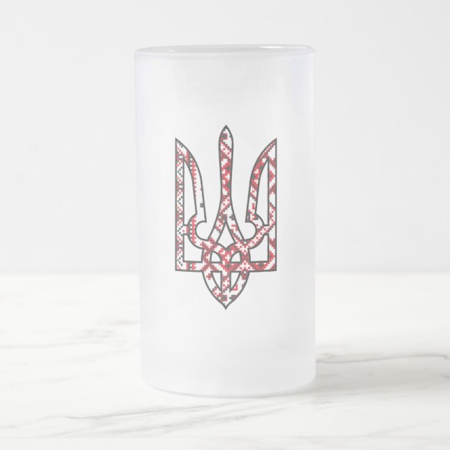 Ukraine Frosted Glass Beer Mug (Center)