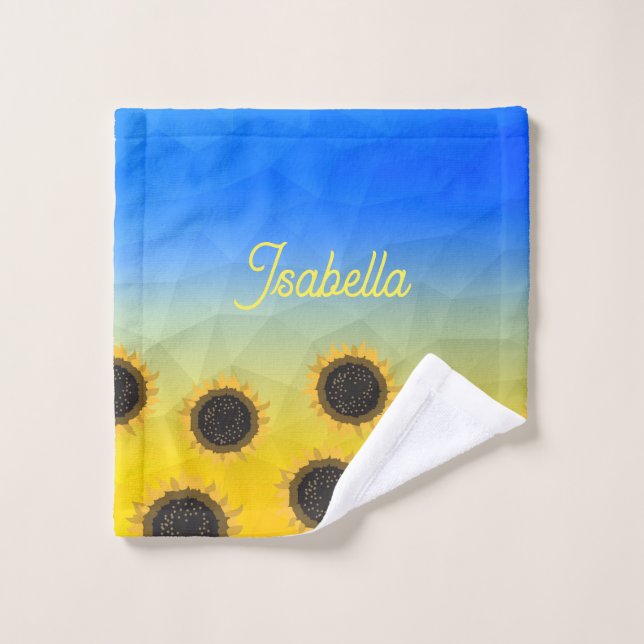 Ukraine geometry mesh pattern Flowers Your name Wash Cloth (Wash Cloth)