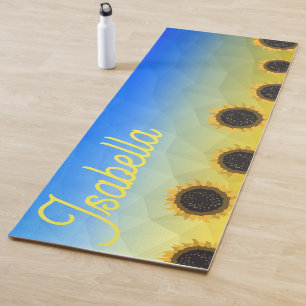 Ukraine geometry mesh Sunflowers Custom name Yoga Mat