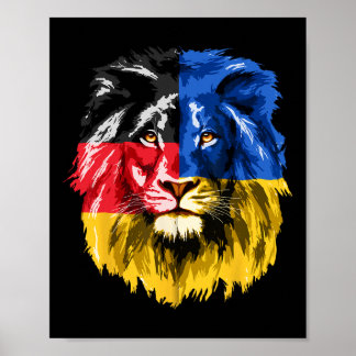 Ukraine Germany Flag Lion Deutschland Ukrainian Fl Poster