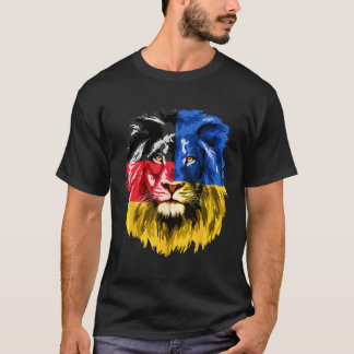 Ukraine Germany Flag Lion Deutschland Ukrainian Fl T-Shirt