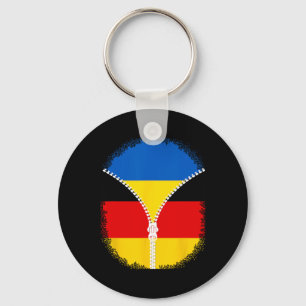 Ukraine Germany Flag Ukrainian German Zipper Key Ring