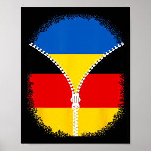 Ukraine Germany Flag Ukrainian German Zipper Poster