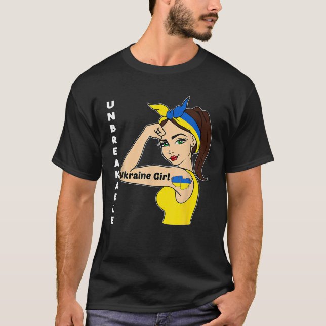 Ukraine Girl Unbreakable Ukrainian Flag Strong T-Shirt (Front)