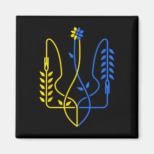 Ukraine Golden Trident Symbol Ukrainian Flag Men W Magnet