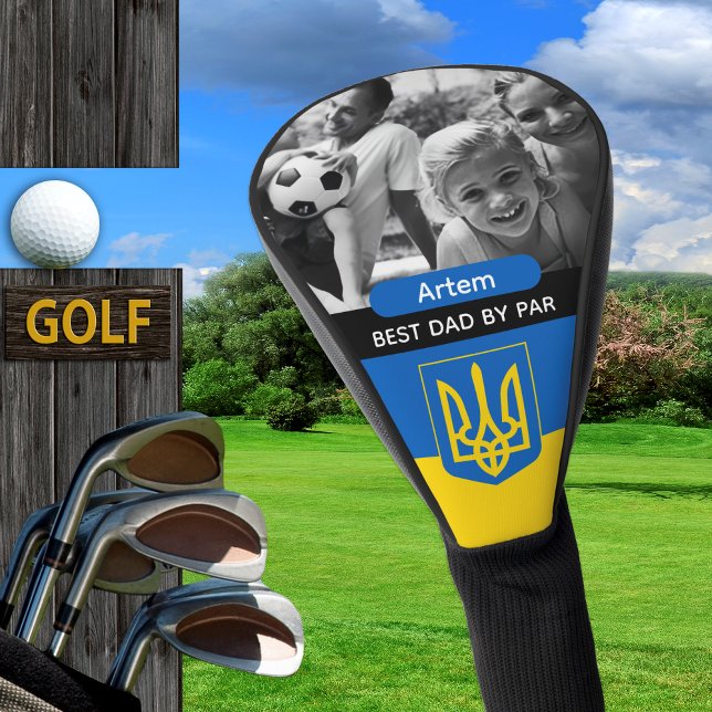 Ukraine Golf, Best Dad, Ukrainian Flag, Photo Golf Head Cover (Ukraine / Ukrainian Flag Golf Head Cover)