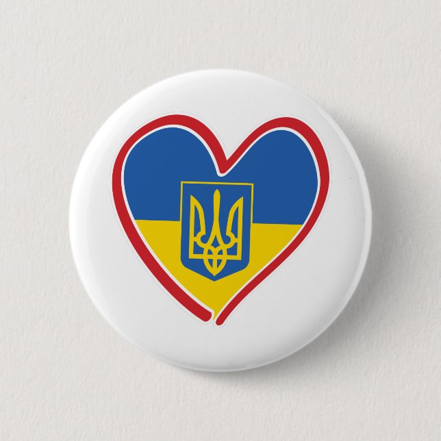 Ukraine-Heart 6 Cm Round Badge (Front)