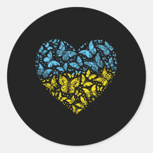 Ukraine Heart Butterflies Ukrainian Women Girls Ki Classic Round Sticker
