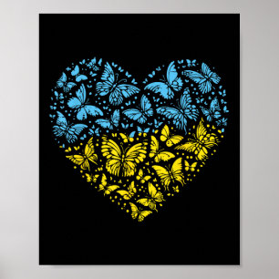 Ukraine Heart Butterflies Ukrainian Women Girls Ki Poster