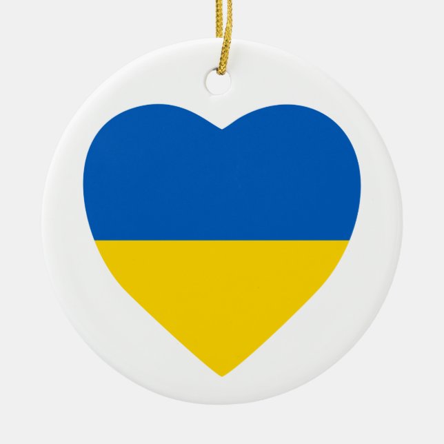 Ukraine Heart Ceramic Tree Decoration (Front)