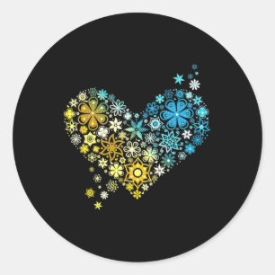 Ukraine Heart Love Peace Hope Spring Flowers Symbo Classic Round Sticker