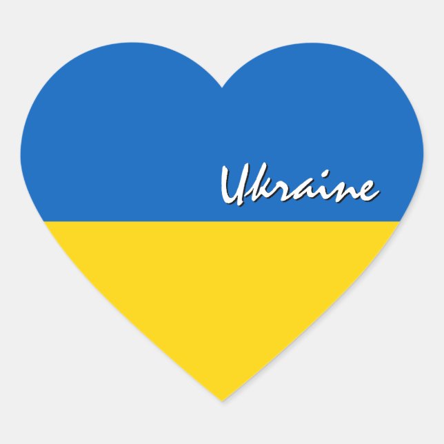 Ukraine Heart Sticker, Patriotic Ukrainian Flag Sticker (Front)