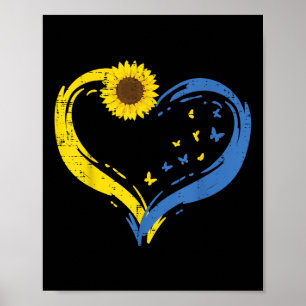 Ukraine Heart Sunflower Butterfly Ukrainian Girls Poster