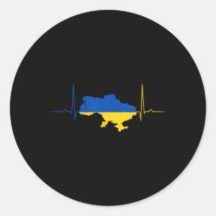 Ukraine Heart Ukrainian Heartbeat Vintage Ukraine Classic Round Sticker