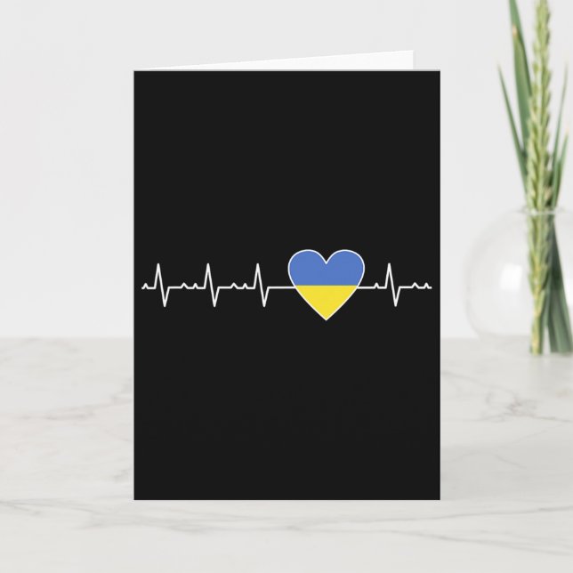 Ukraine Heartbeat Flag Support Ukrainian Pride  Card (Front)